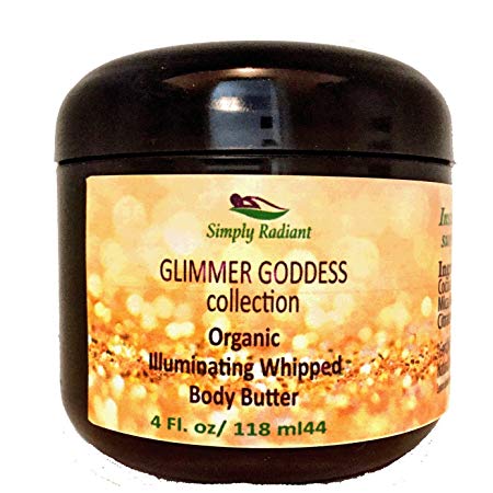 Organic Diamond Shimmer Whipped Body Butter – Sexy Sparkle For Natural Skin Radiance – Chemical Free Shimmering Moisturizer - Glimmer Goddess