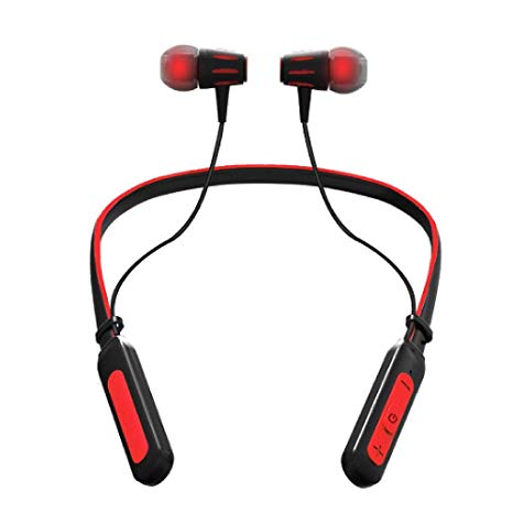 Jarv Wave Sport Wireless Running Workout Bluetooth Neckband Headset with Mic/Volume Control & Siri/Google Assistant (Red)