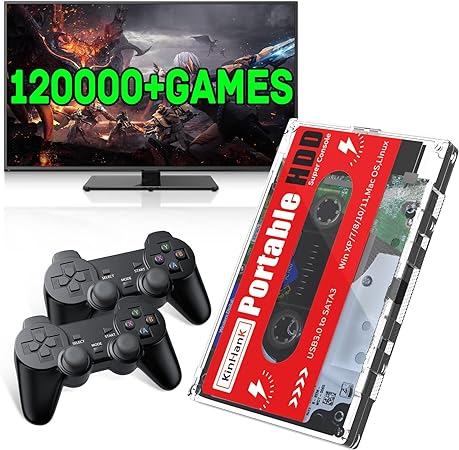 Kinhank 2TB Game Drive with 120000  Games, Batocera 33 Game System, External Hard Drive for Mac OS/PC/Windows XP/7/8/10/11, USB 3.0