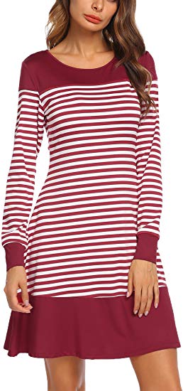 ACEVOG Women's Deep V Neck Long Sleeve Faux A Line Wrap Dress