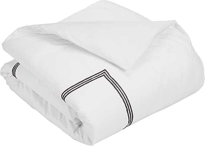 Downright Windsor Duvet Cover - 100% Cotton Sateen - 400 Thread Count – King 104" x 88", White/Grey