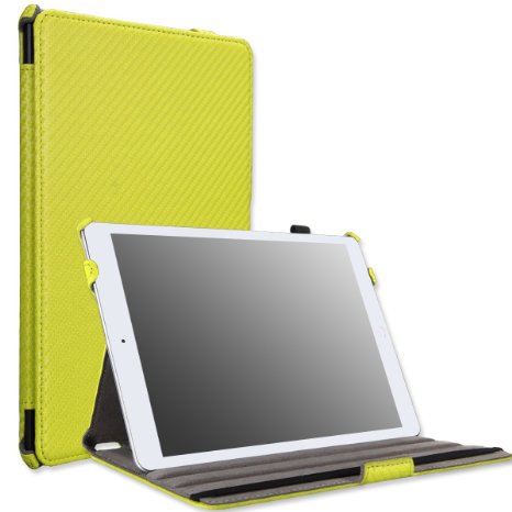 MoKo Apple iPad Air Cover Case - Slim-Fit Case with Stand for iPad Air / iPad 5 (5th Gen) Tablet, Carbon Fiber YELLOW (With Smart Cover Auto Wake / Sleep)