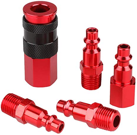 WYNNsky 1/4''NPT Air Coupler and Plug Kit, AMT Unviersal Air Coupler with 4 Pieces I/M Type Air Plugs, 5 Pieces Air Compressor Accessories Fittings Set