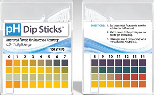 pH Test Strips for Urine and Saliva with 4 testing panels for increased accuracy pH Dip Sticks 100 Count Full pH Range from 0 to 14