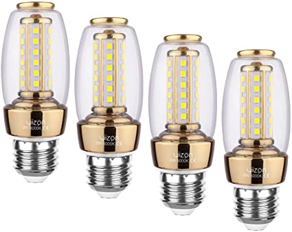 Yiizon E26 LED Corn Bulbs,9W LED Candelabra Light Bulbs 80 Watt Equivalent, 900lm, Daylight White 6000K LED Chandelier Bulbs, Decorative Candle, Non-Dimmable LED Lamp 4-Pack