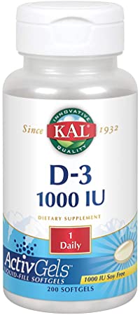 KAL D-3 1000 IU Softgels, 200 Count