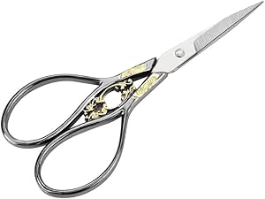 Embroidery Scissors, Antique Style Stainless Steel Tailor Scissors Household DIY Sewing Accessories (Black with Gold Pattern)