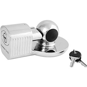 Master Lock 377KA Trailer Hitch Lock, Fits 1-7/8 in, 2 in, and Most 2-5/16 in. Trailer Couplers, Chrome