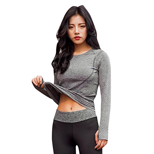 Dressin Women Sport Gym Yoga Fitness Long Sleeve Quick Dry Shirt Blouse Top