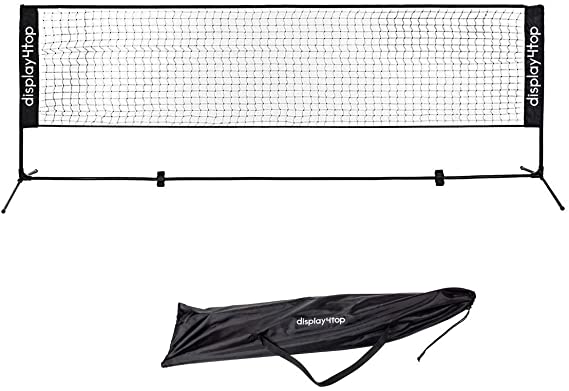 Display4top Adjustable Foldable Portable Badminton Net Set - Net for Tennis, Pickleball, Kids Volleyball - Easy Setup Nylon Sports Net with Poles - For Indoor or Outdoor Court, Beach, Driveway