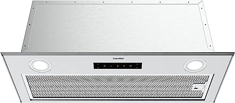 Comfee' Range Hood 27 inch, Built-in/Insert Vent Hood 450 CFM, 3 Speed Gesture Sensing & Touch Control Panel Stainless Steel Kitchen Stove Hood, Ducted/Ductless Convertible Duct