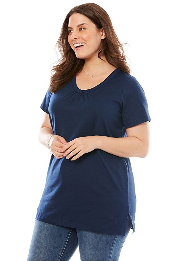 Women's Plus Size Perfect Shirred V-Neck Tunic