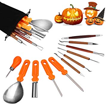 Halloween Pumpkin Carving Tools, Halloween Jack-O-Lanterns 11 Piece Professional Stainless Steel Pumpkin Cutting Supplies Tools Kit for Adults Kids