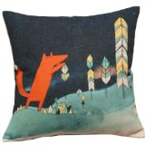 Animal Series Cartoon Style Lovely Red Fox Throw Pillow Case Decor Cushion Covers Square 1818 Inch Beige Cotton Blend Linen