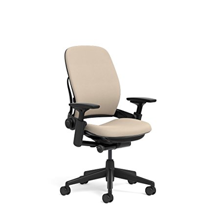 Steelcase Leap Task Chair: Black Base - 4D Adjustable Arms - No Headrest - Standard Carpet Casters