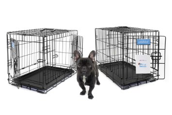 Petphabet THE BEST Single-Door or Double-Door Collapsible Pet Dog Crate with Divider Panel and Plastic Pan, 7 Sizes Available for Petite to Extra Large Dogs