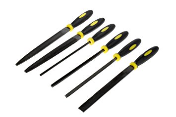 SE 73019NF 6-Piece Black Handle Needle File Set, 70 Cuts/Inch