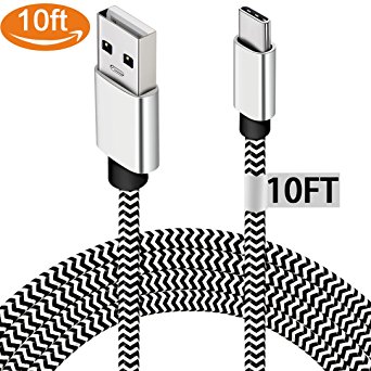 Google Pixel 2 XL Charging Cable, USB Type C Cable 10ft Nylon Braided Charging Cord for Samsung Galaxy S8 Note 8 S8 ,Nexus 6P 5X, LG G6 V30, Nintendo Switch, OnePlus 5 3T, Macbook, Car Charger Adapter