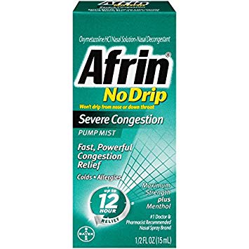 Afrin No Drip 12-Hour Pump Mist for Severe Congestion, 0.5 Fluid Ounce