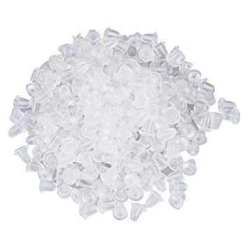 TOOGOO(R) 300 Pcs Replacement Clear Soft Plastic Earring Back Caps