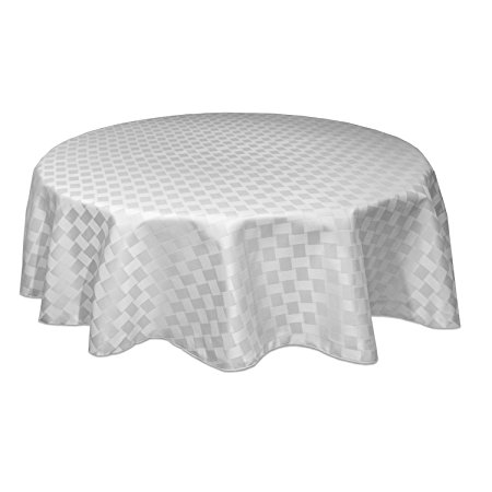 Bardwil Reflections Spill Proof  Oval Tablecloth, 60 X 84-Inch, White