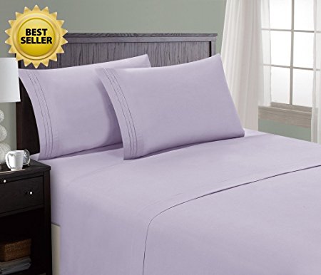 HC Collection Bed Sheet & Pillowcase Set HOTEL LUXURY 1800 Series Egyptian Quality Bedding Collection! Deep Pocket, Wrinkle & Fade Resistant,Luxurious,Comfortable,Extremely Durable(Queen, Lavender)