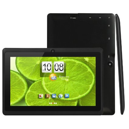 iROLA DX758 Tablet PC- 7 Quad Core  Up to 12 GHz ARM Cortex A9 Android 44 KitKat 512MB RAM DDR3 8GB ROM Nand Flash Plus TF Card Slot 32GB 800x480 Pixels 169 Dual Camera 20MP 5 Point Capacitive Multi-touch Screen Google Play Pre-installed Accessory Kit BLACK