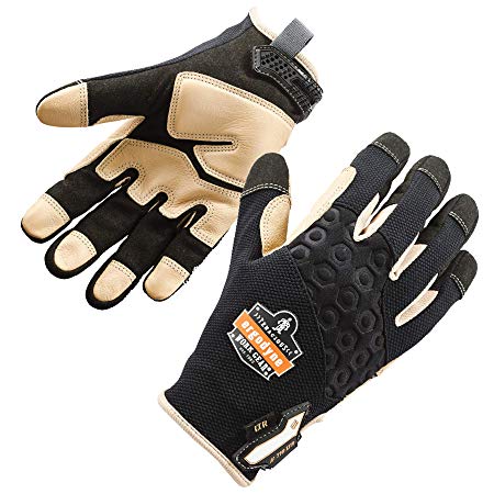 Ergodyne ProFlex 710LTR Heavy-Duty Leather Reinforced Work Gloves, Small, Black