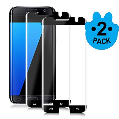 Black-[2 Pack]S7 Edge Screen Protector,Full Screen Coverage,9H Hardness,Anti-Scratch,HD Ultra-clear,Bubble Free,Tempered Glass Screen Protectors Compatible With Samsung Galaxy S7 Edge Screen Protector