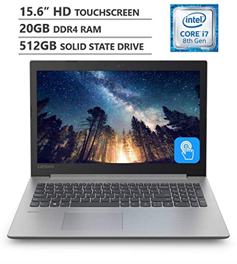 2019 Newest Lenovo Ideapad 330 15.6" HD LED-Backlit Touchscreen Laptop, Intel Core i7-8550U Processor up to 4GHz, 20GB RAM, 512GB Solid State Drive, HDMI, Wireless-AC, Bluetooth 4.1, Windows 10, Grey