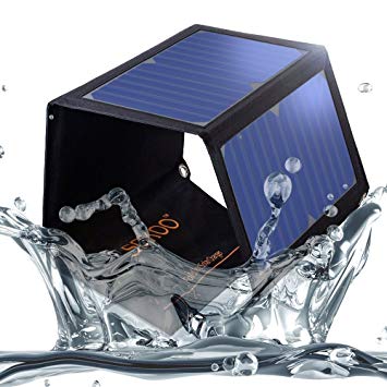 SOKOO 22W 2-Port USB Portable Foldable Solar Charger with High Efficiency Solar Panel, Reinforced and Waterproof, for Cell Phone, iPhone, Backpack and Outdoors (Black)