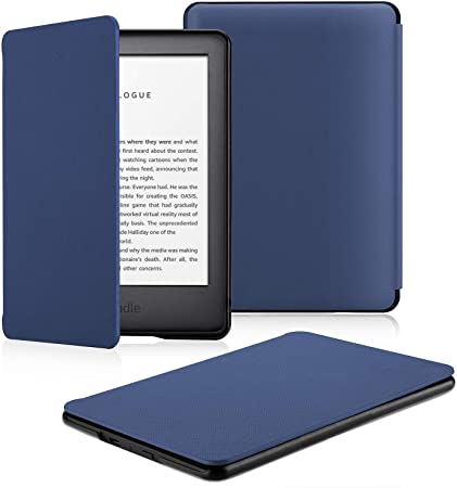 OMOTON All-new Kindle 2019 Case Cover, The Thinnest Lightest PU Leather Smart Shell Cover with Auto Sleep Wake Feature for All New Kindle 10th generation 2019 Released, Navy Blue