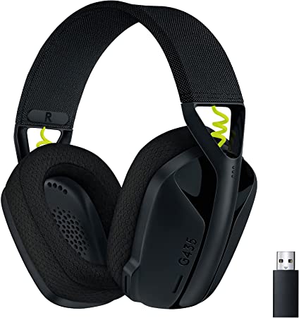 Logitech G435 Lightspeed and Bluetooth Wireless Gaming Headset - Lightweight Over-Ear Headphones, Built-in mics, 18h Battery, Compatible with Dolby Atmos, PC, PS4, PS5, Mobile - Black