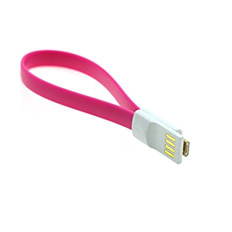 VOJO Magnetic Short Micro USB Cable [Pink], Tangle-Free High Speed USB 2.0 Male A to B Sync & Charging Cord for Android, External Battery Pack, Cameras and More