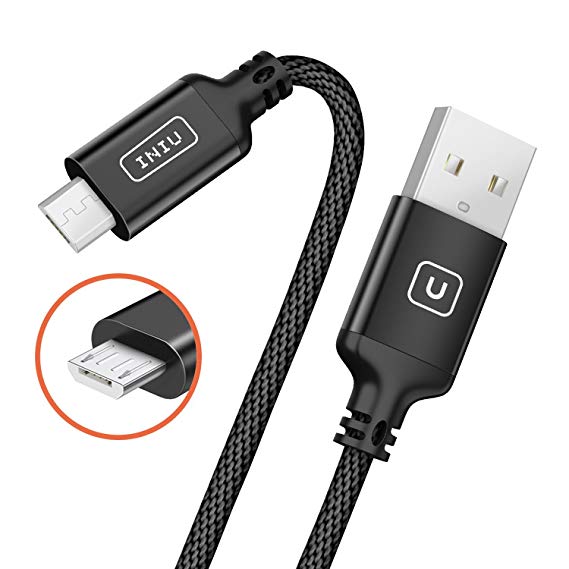 【2 Pack】 INIU Micro USB Cable Android 2.4A Quick Charging Aluminium Alloy Nylon Braided 3.3ft Tangle-Free USB Data Charger Cable with Organizing Strap for Samsung HTC Motorola Mobile Phone