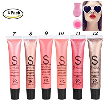 Shouhengda Liquid Lipstick Shiny Waterproof Long-Lasting Pigmented Lip Gloss Vivid Color (6Pcs（Sets B）)