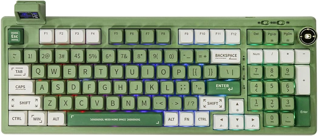 EPOMAKER RT100 97 Keys Gasket BT5.0/2.4G/USB-C Mechanical Keyboard with Customizable Display Screen, Knob, Hot Swappable Socket, 5000mAh Battery for Win/Mac(RT100 Green, Flamingo Switch)