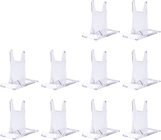 Auch 10 Pieces Acrylic Plate Stands Plastic Display Holders Picture Plate Holders Clear Mini Easels Stands to Display Pictures or Plate for Home Office Supplies Festival Party Decoration