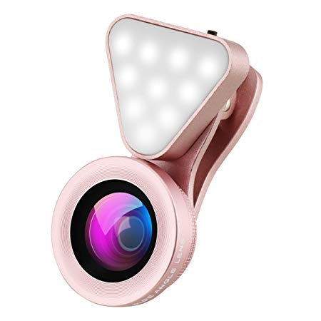 Wallfire 3 in 1 Cell Phone Lens with 3 Adjustable Brightness Fill Light ,15X Macro 0.4X-0.6X Wide Angle Lens , HD camera lens for iPhone 7/7 Plus/6s/6s Plus/6/5, Samsung & Most Smartphones