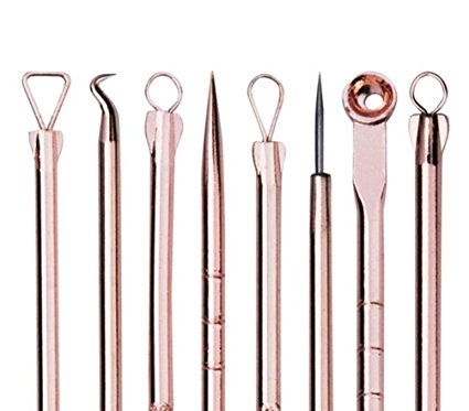 IBEET Blackhead Remover Kit,Comedone Extractor Tool,Anti-microbial Double-side 4 Pieces,Treatment for Blemish, Whitehead Popping, Zit Removing for Risk Free Nose (Golden)