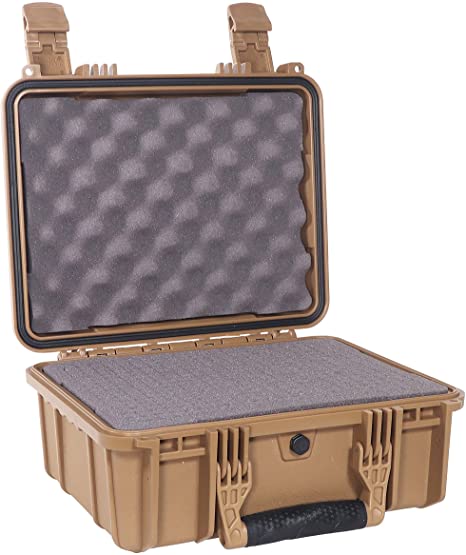 Condition 1 14" Medium Waterproof Protective Hard Case with Foam, 13.5" x 11.5" x 6" #075 Watertight IP67 Dust Proof and Shock Proof TSA Approved Portable Carrier (Flat Dark Earth)