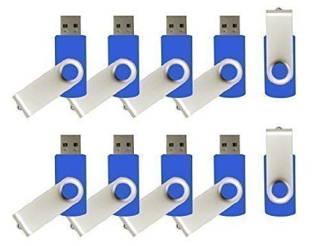 mosDART 8GB Swivel USB 20 Key Chain Flash Drive Blue 10 Pack