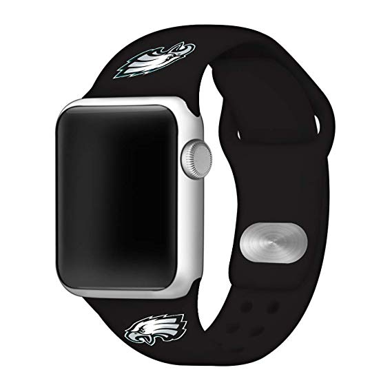 Game Time Philadelphia Eagles Silicone Sport Band Compatible with Apple Watch - Band ONLY (42mm/44mm Black)