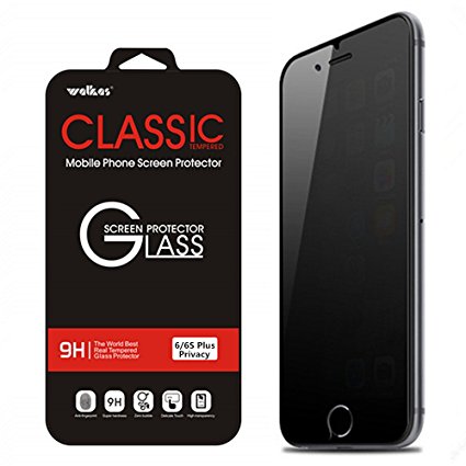 iPhone 6s Plus Screen Protector,Walkas® iphone 6 Plus Privacy Glass Protector Anti-Spy Premium High Definition Shockproof Clear Tempered Glass 0.3mm Thickness 2.5D Curved Edge for iPhone 5.5"