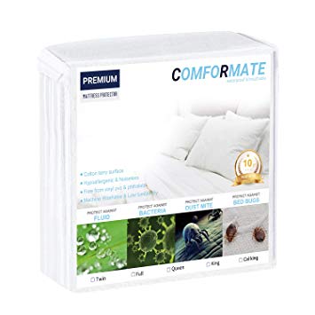 ComforMate Premium Mattress Protector, Fitted Sheet Design, Smooth Soft Cotton Terry Surface, Hypoallergenic, 100% Waterproof-Vinyl Free(California King)