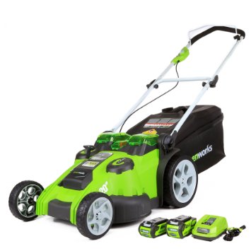GreenWorks 25302 Twin Force G-MAX 40V Li-Ion 20-Inch Cordless Lawn Mower with 2 Batteries and a Charger Inc