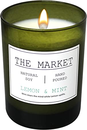 Scentsational THE MARKET Revitalizing Aromatherapy Essential Oil Scented Soy Candle (Lemon & Mint)