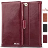 iphone 66s Leather Case Acluxs Wallet Case  Genuine Leather of Cowhide  Life Time Warranty for Apple Smartphone Phone 66s 47 Stand Carrying Style 100 Handmade Wine Red
