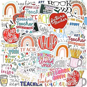 200 Pcs Teacher Stickers Aesthetic Teachers' Day Stickers Waterproof Teaching Decals Inspirational Motivational Stickers Teacher Appreciation Gifts School Supplies for Water Bottle Laptop Scrapbooking