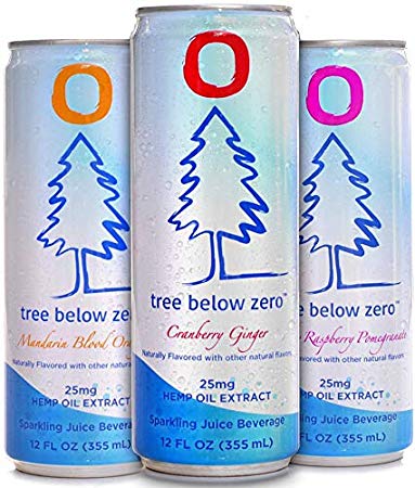 Tree Below Zero Sparkling Juice, 6 flavor Variety Pack — 12oz Cans Cranberry Ginger, Mandarin Blood Orange, Blueberry Raspberry Pomegranate hemp water - Only on Amazon.